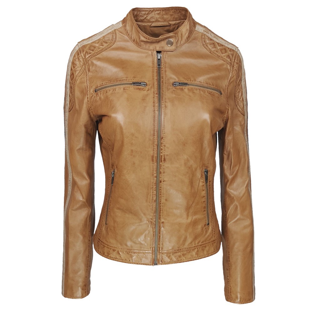 blouson-femme-en-cuir-agneau-biker-deux-bandes-face-cognac