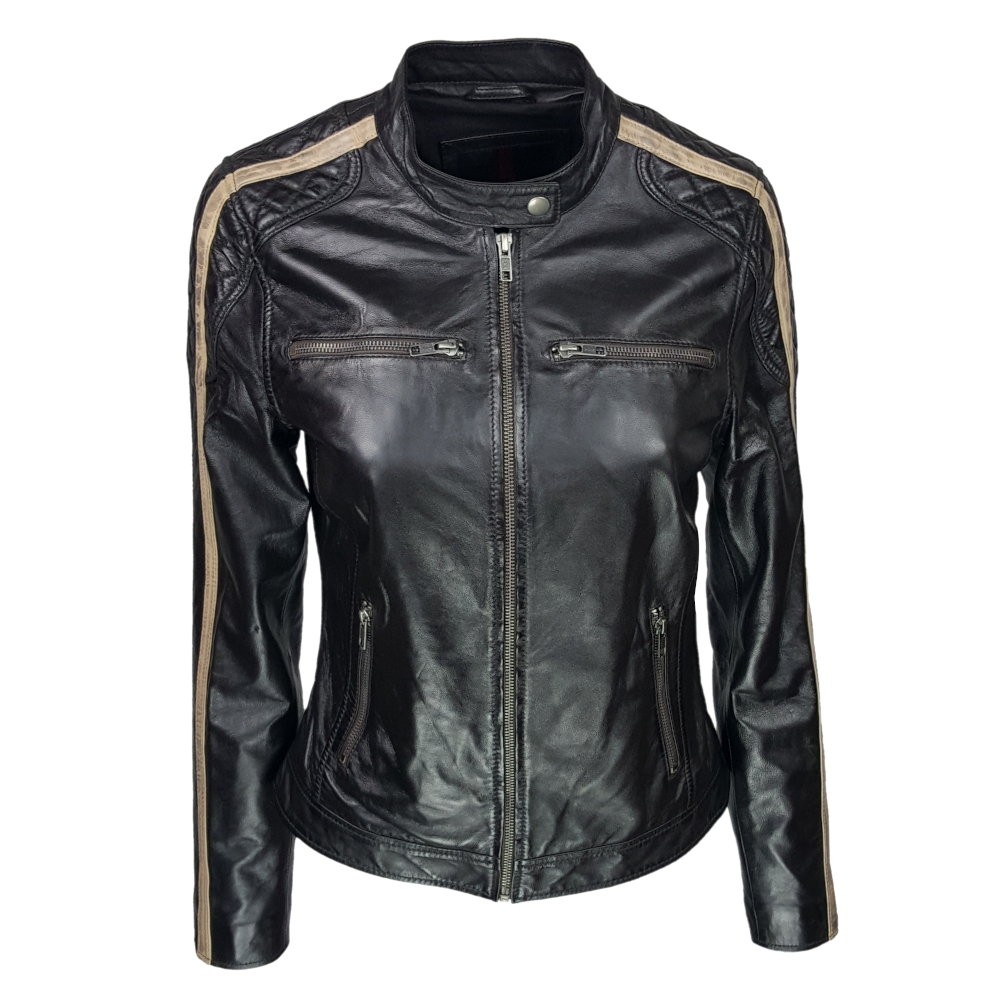 blouson-femme-en-cuir-agneau-biker-deux-bandes-face-marron