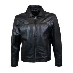 Blouson cuir Amigo Black vue face