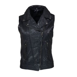 gilet cuir noir femme