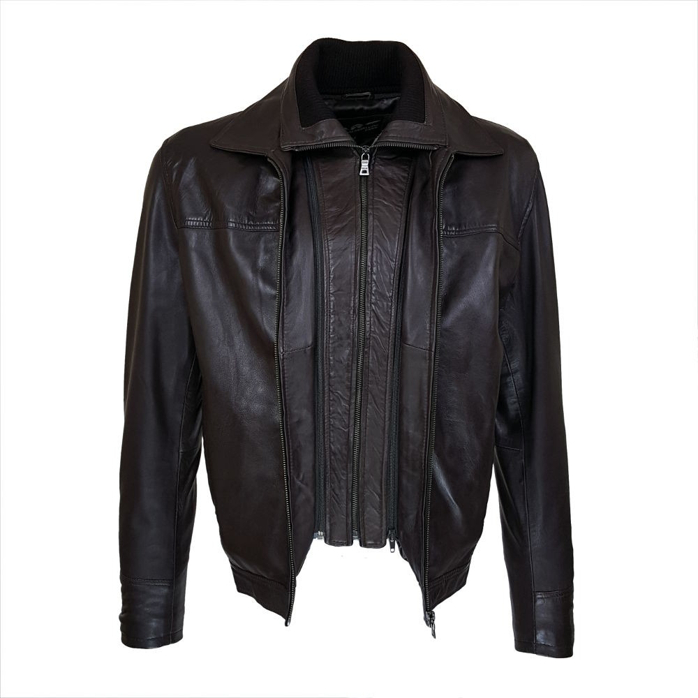 Veste Homme en Cuir à Capuche Multi-poches OEIN - Noir Noir