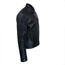 blouson homme cuir prima black vue de profil