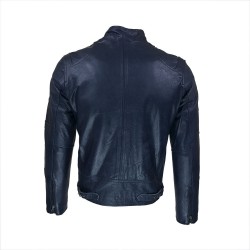 blouson homme  cuir col rond style motard prima mat vue de dos