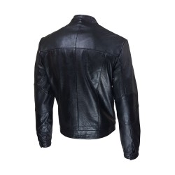 blouson homme cuir briya black vue de trois tiers