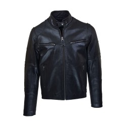 blouson homme cuir prima black vue de face entre ouvert